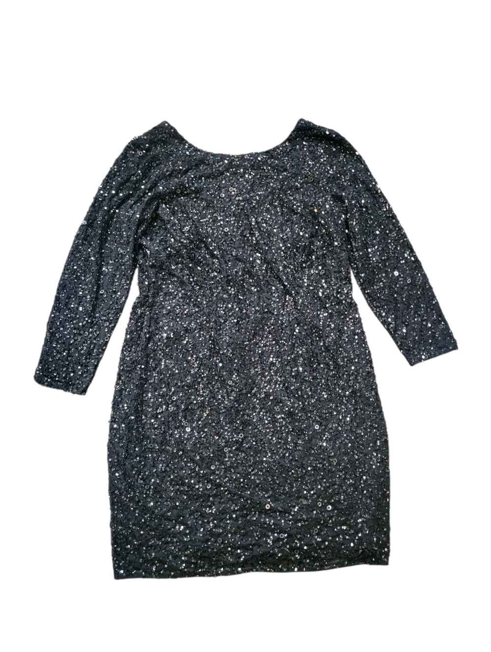 Adrianna Papell Sequin Dress Evening Formal Long Sleeve Black Tie Party 24W
